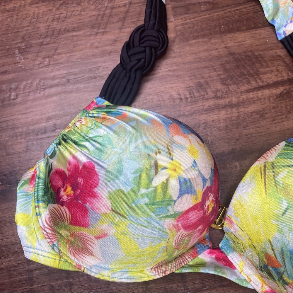 Victoria’s Secret Miraculous Bombshell Bikini Swim Top Tropical Push-up Size 36C - Picture 3 of 13